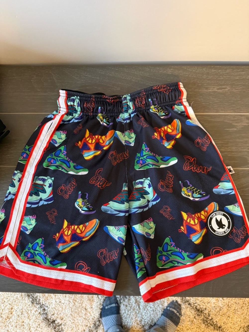 Kids Multicolor Sneaker Print Athletic Shorts